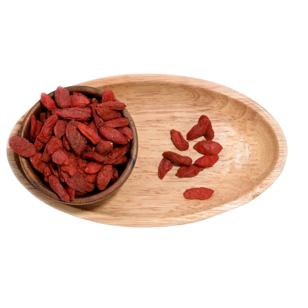 Goji Berries Dried arranged neatly showing their vibrant hue and plump appearance.