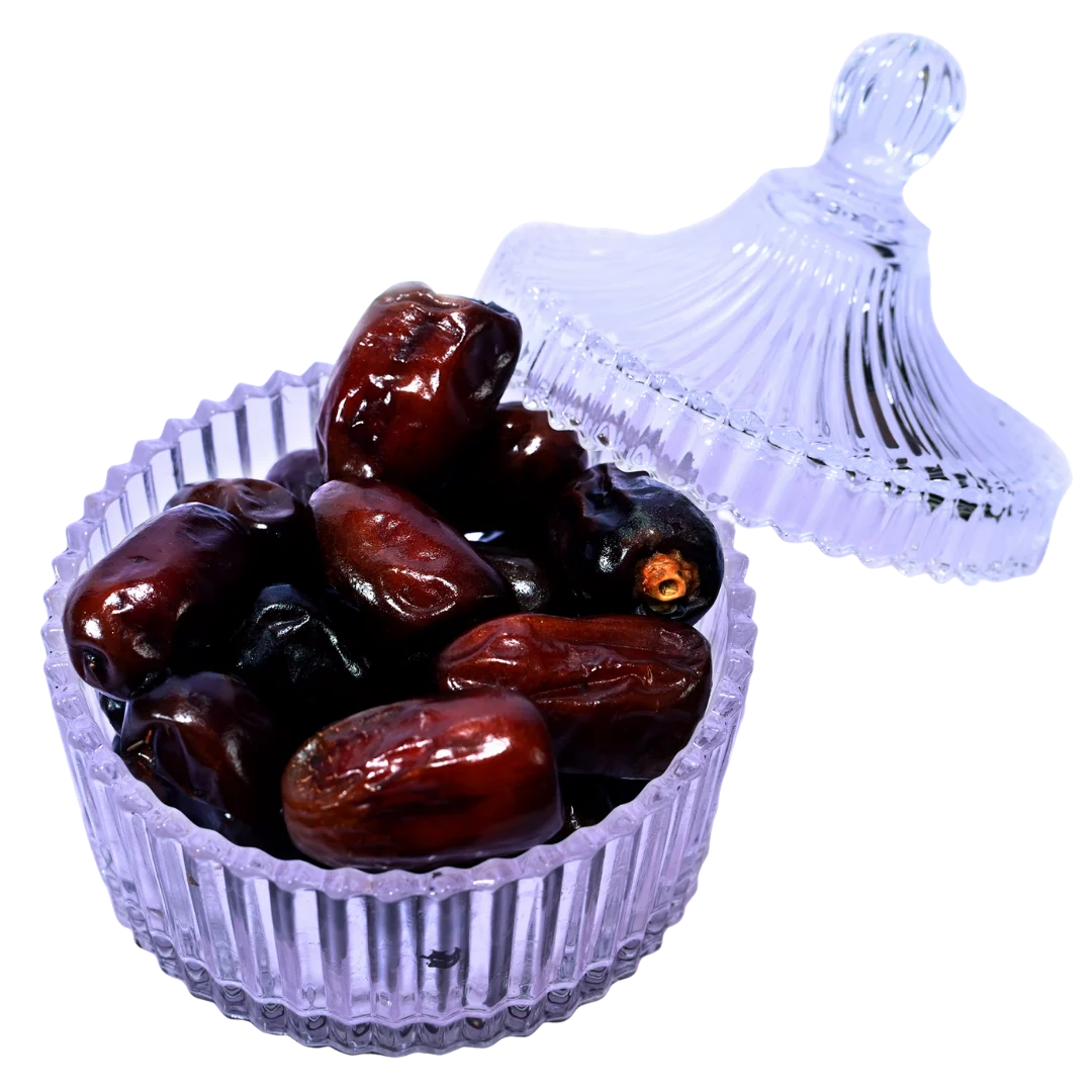 Premium Fard Dates from Oman in Glass Bowl Soft and Delicious Khajoor Rich in Fiber