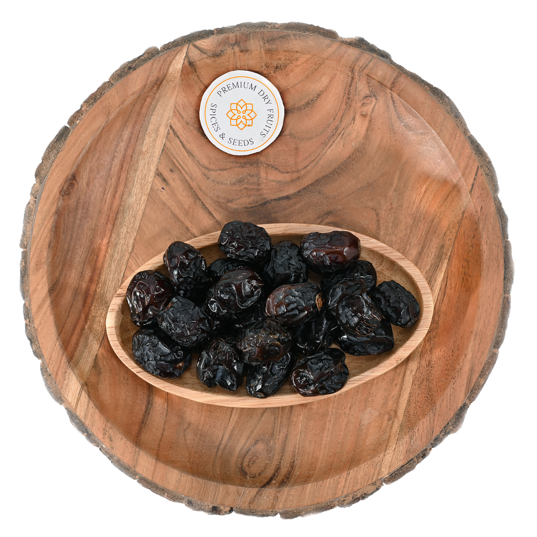 Ajwa dates are dark, tiny, and round. The chewy, meaty texture of these dates makes you crave every bite of them. Improves digestive system.