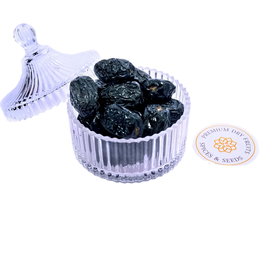 Ajwa Dates Saudi Arabia Premium in glass bowl soft dark dates rich in fiber and natural sweetness