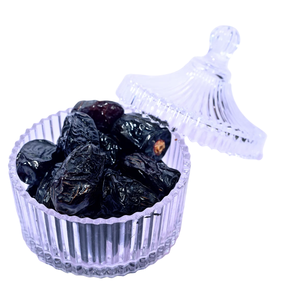 Premium Quality Ajwa Dates from Saudi Arabia in glass bowl rich in potassium and antioxidants