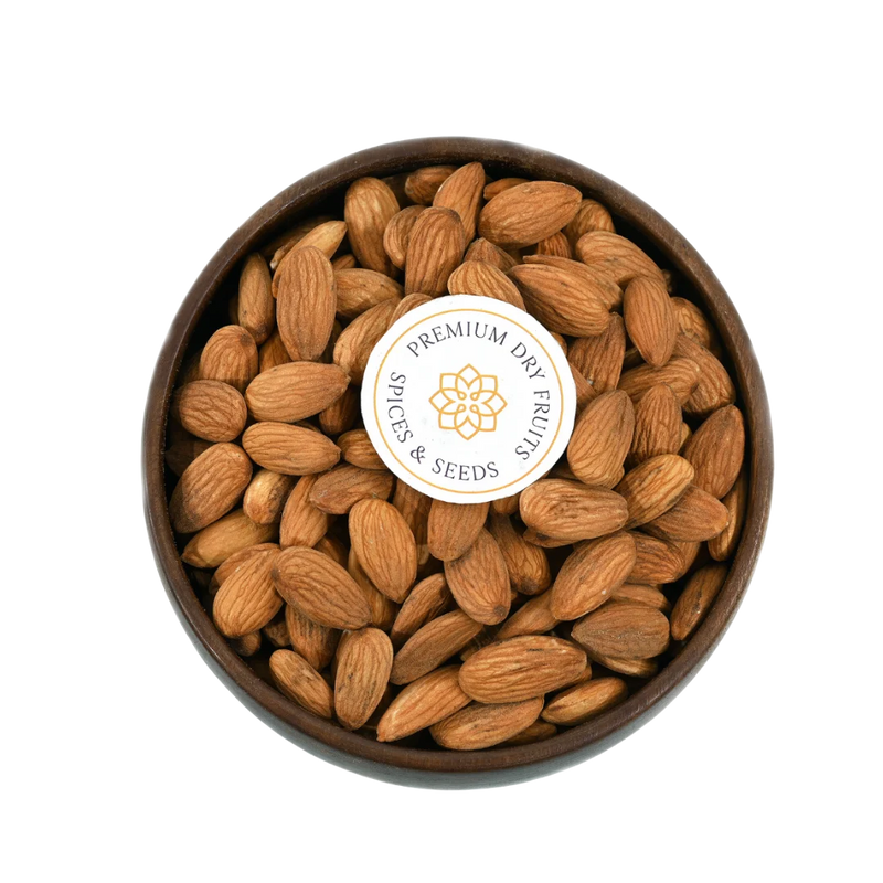 High quality California Almonds Badam close-up – natural crunchy nuts rich in vitamin E and antioxidants