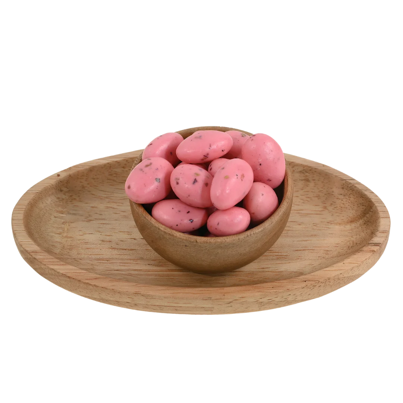 Rose Petal Chocolate Coated Almonds Badam close up – luxury dry fruits infused with floral rose flavor perfect for gifting and celebrations
