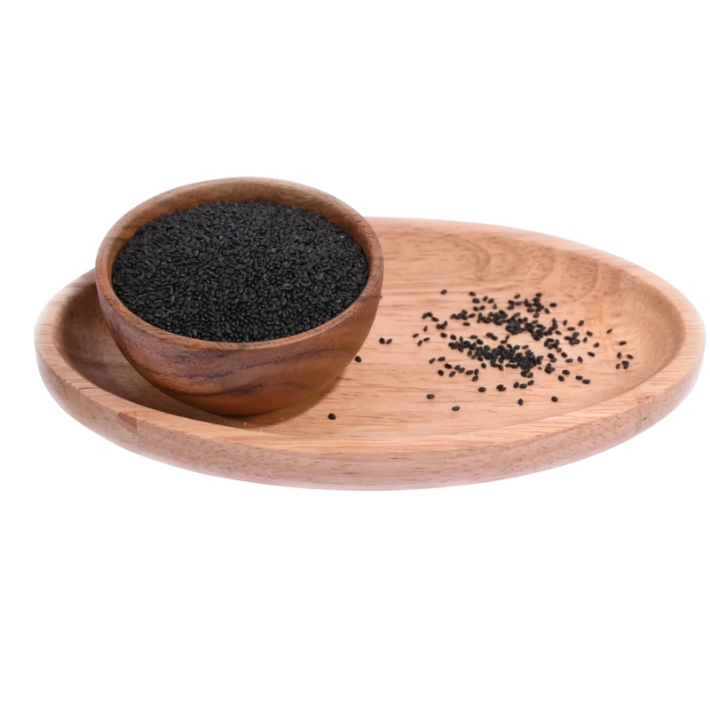 Premium quality Basil Seeds / Sabja Seeds arranged in a rustic wooden bowl, perfect for beverages and healthy recipes.