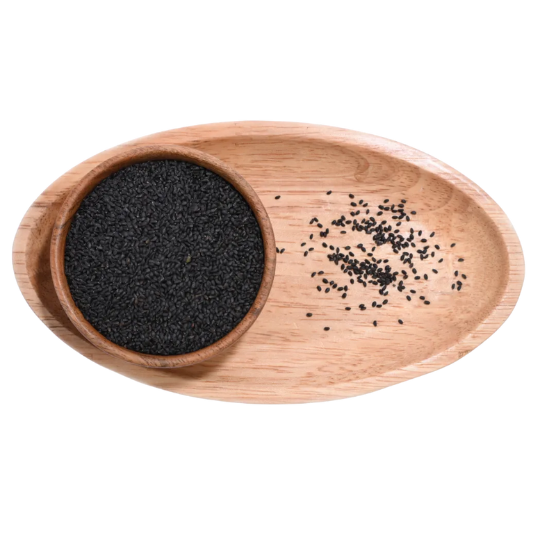 Fresh Basil Seeds / Sabja Seeds in a wooden bowl, showcasing their natural color and premium appearance.
