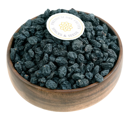 Black Raisins Seedless Kismis Premium Quality in Wooden Bowl