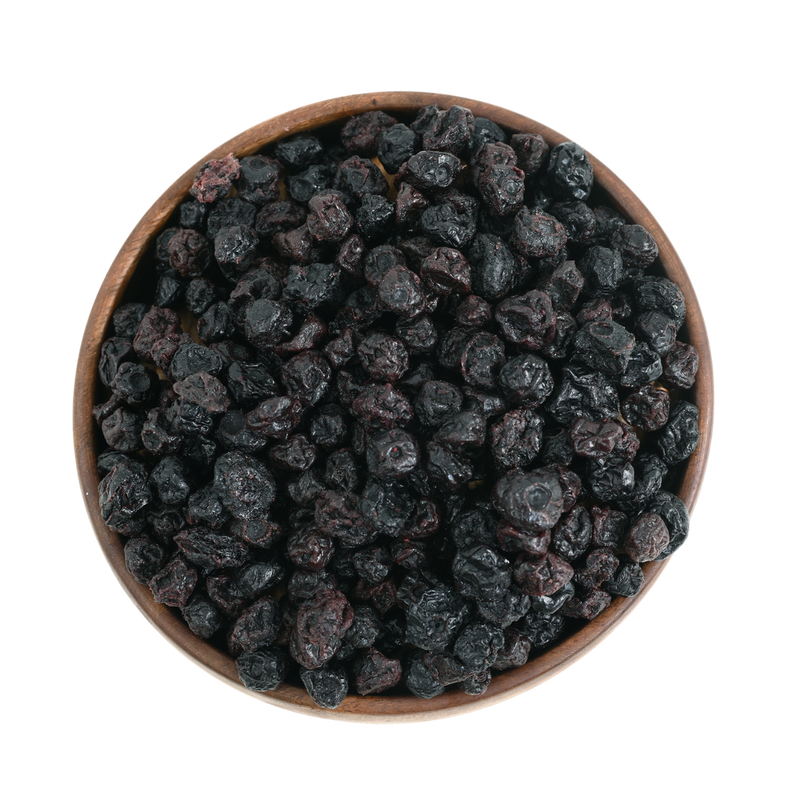 Blueberries Dried are low in calories, but are high in fiber, vitamin C and vitamin K. They have various positive health benefits