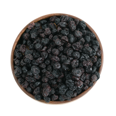 Blueberries Dried are low in calories, but are high in fiber, vitamin C and vitamin K. They have various positive health benefits