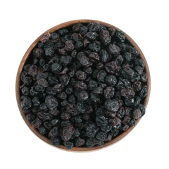 Shiny, dark blueberries dried whole premium arranged neatly in a bowl, emphasizing their rich color and wholesome appeal.