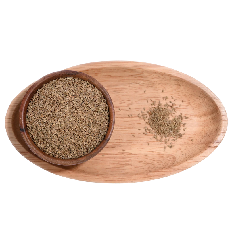 Pure ajwain or carom seeds in wooden bowl rich in flavor and health benefits