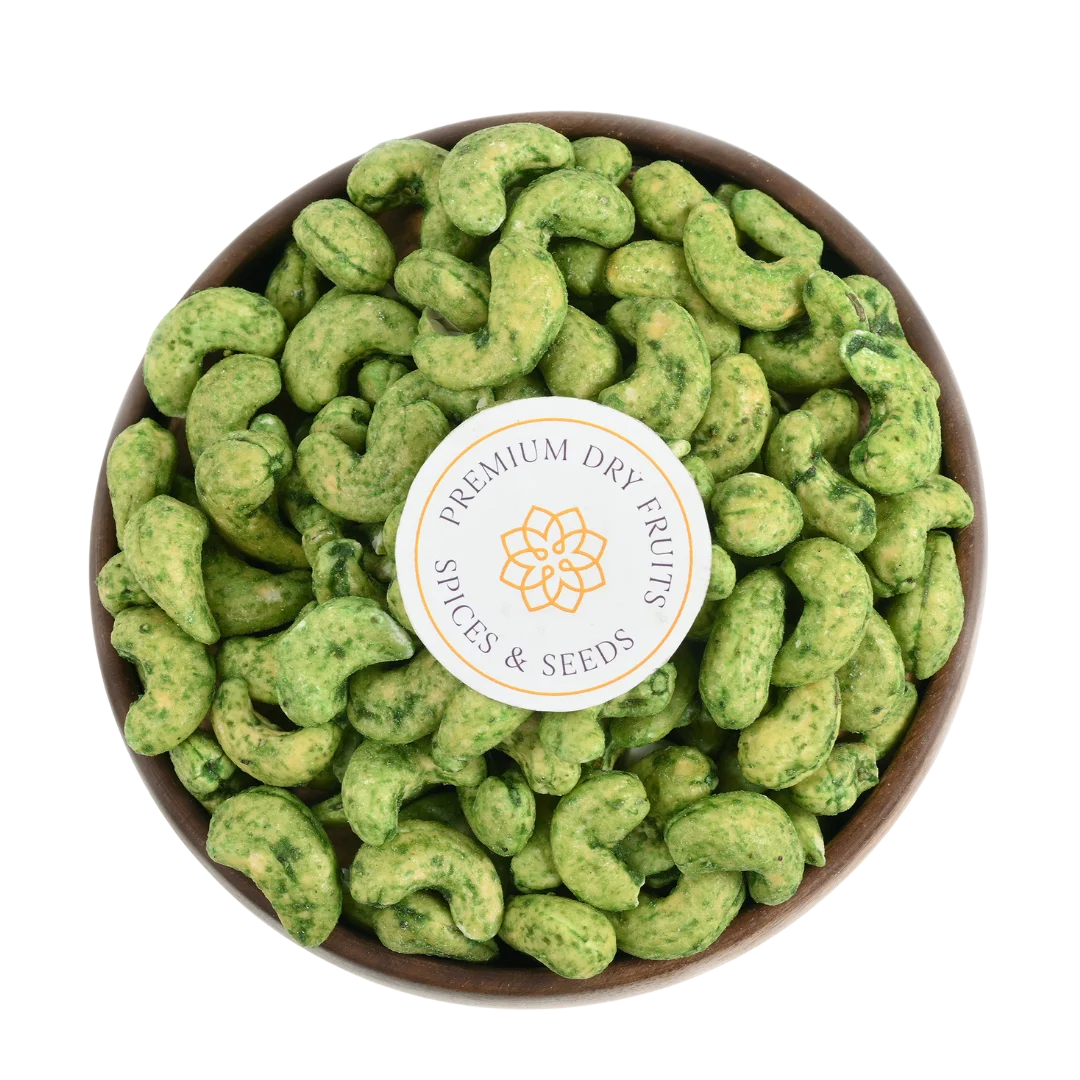 Fresh roasted cashews with green chilli seasoning - bold and flavorful snacking