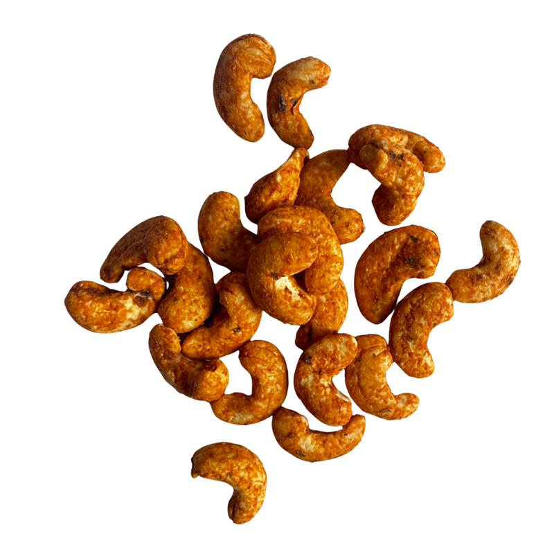 Cashew nuts Paneer Tikka spiced are roasted cashews that are generously coated with the savoury and mildly spicy flavor of paneer tikka masala.