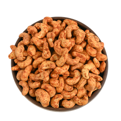 Our Fastest and Bestselling Indian Masala Flavour of cashew nuts covered in red chili powder called Cashew Nuts Red Chilli Spiced