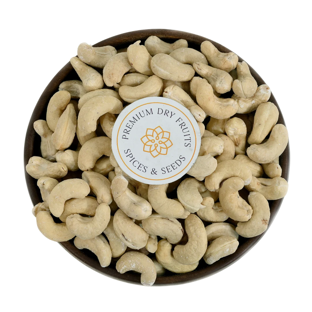 Crunchy roasted cashews with light salt sprinkle - freshly packed tea-time snack