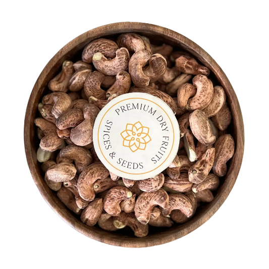 A delicious display of Cashew Nuts Unpeeled and Roasted, perfect for snacking or adding to recipes. Golden and crunchy