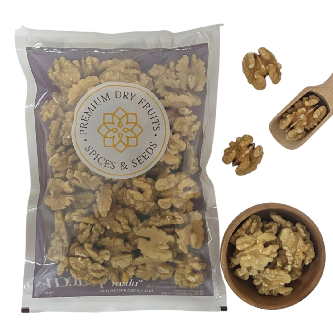Packaged Chilean walnuts with a visible brand label on a white background