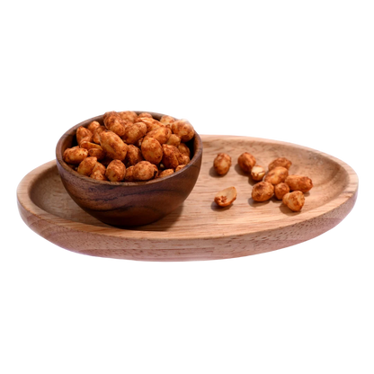 Premium Roasted Peanuts or Moong Phalee Chilli Garlic Flavor in Wooden Bowl – Crunchy Protein-Rich Snack for Spice Lovers