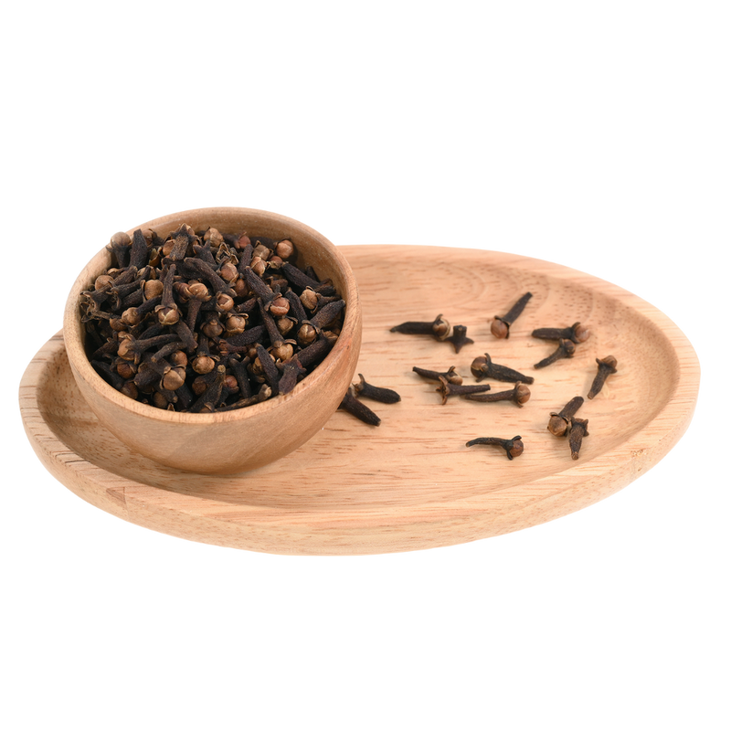 Detailed view of cloves buds or Laung, showcasing their rough surface and aromatic, pungent appearance