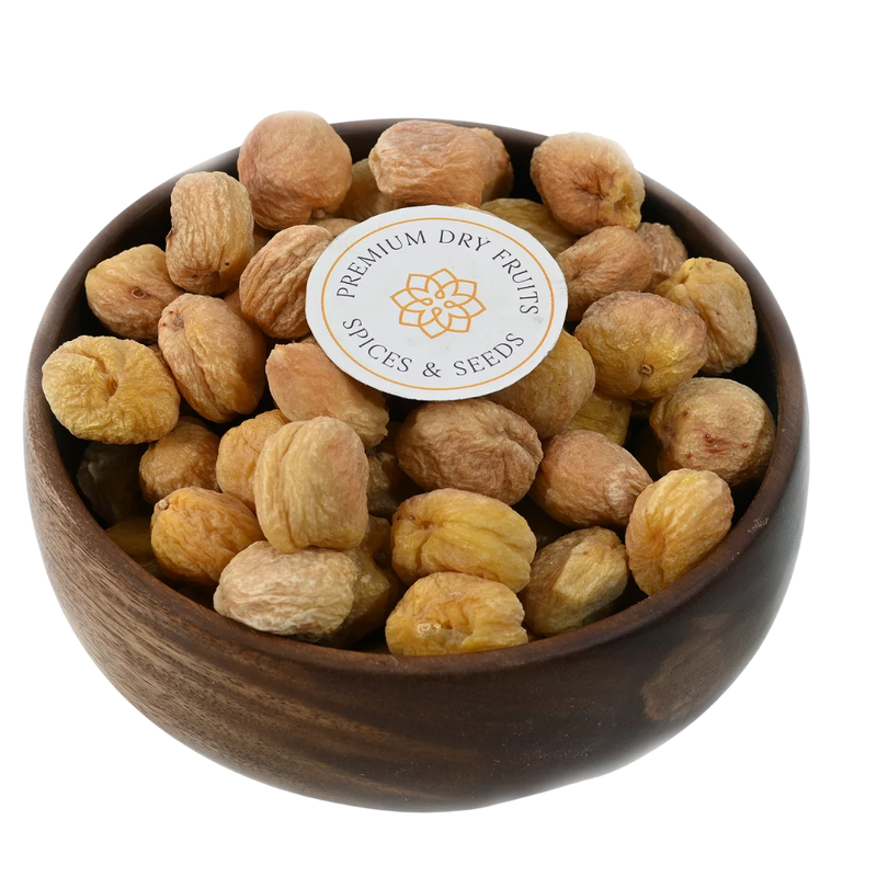 Dried Apricots Select in wooden bowl – soft chewy orange dried fruits rich in vitamin A and fiber perfect for healthy snacking