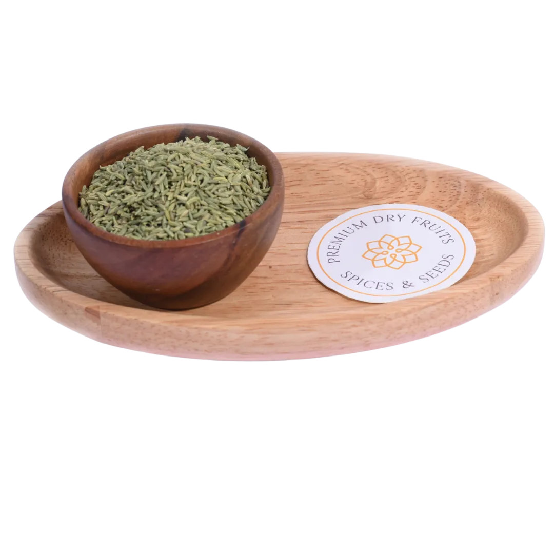Fennel Lucknow / Saunf in a wooden bowl showcases premium, aromatic seeds from Lucknow.