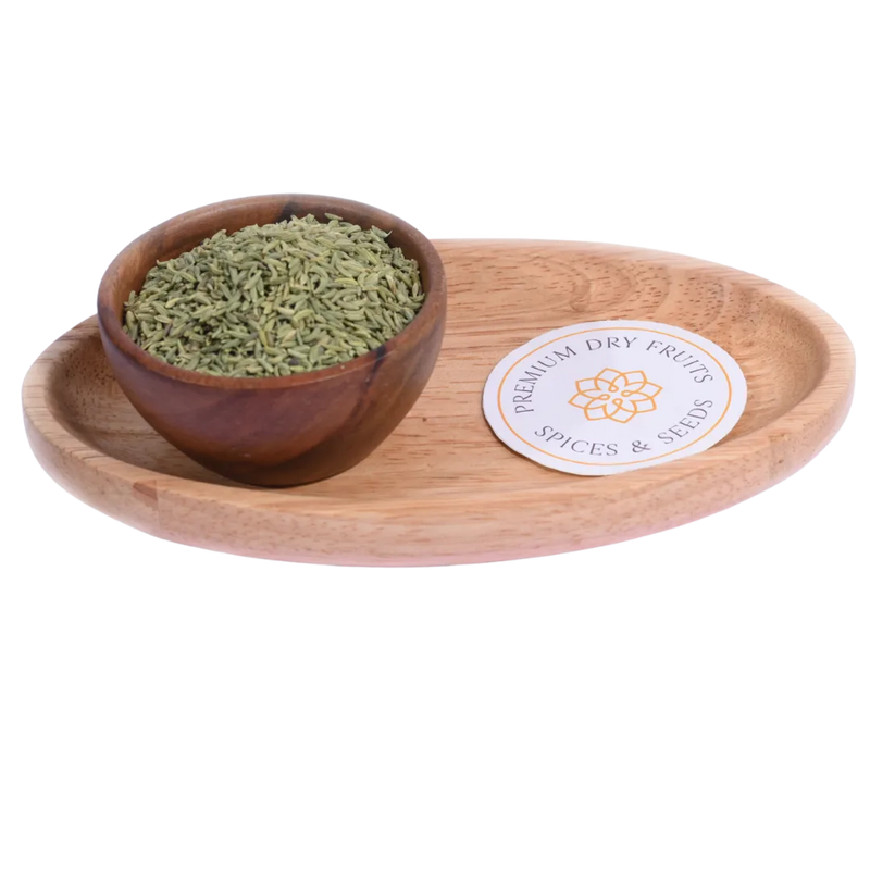 Fennel Lucknow / Saunf in a wooden bowl showcases premium, aromatic seeds from Lucknow.
