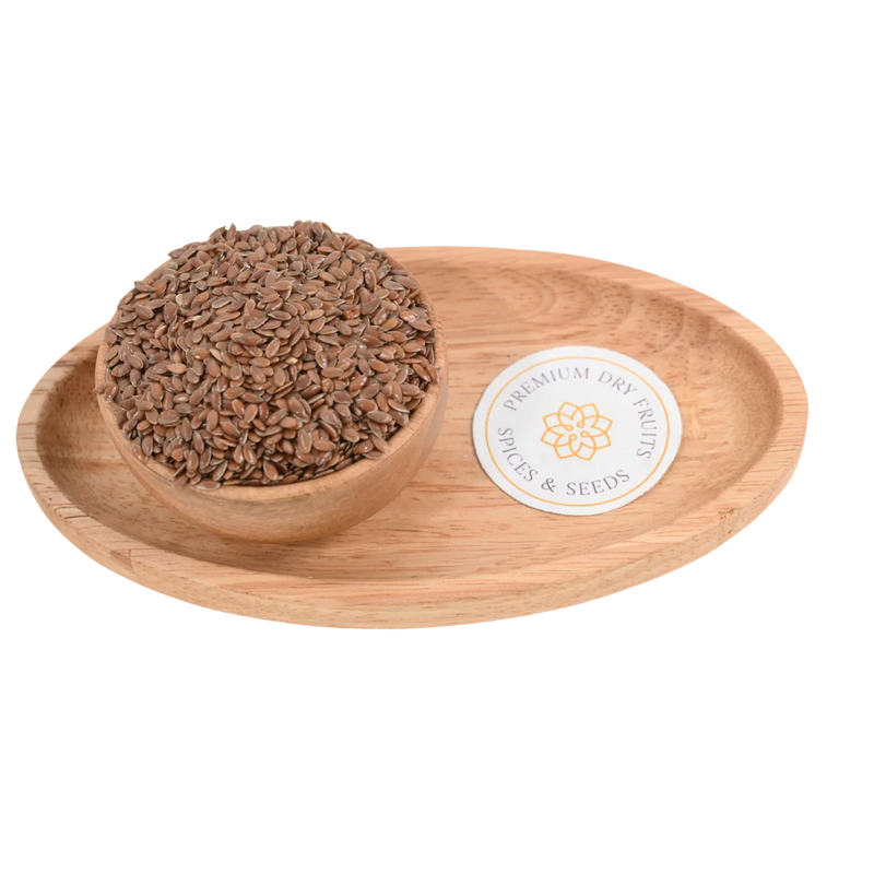 Flax Seeds Alsi in wooden bowl – rich in omega-3, fiber, and plant protein