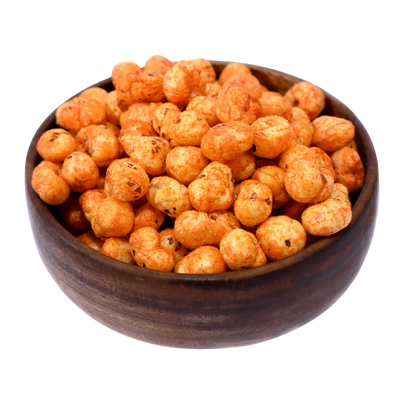 Enjoy the rich taste of Fox Nuts Fiery Peri Peri Spiced, a perfect healthy snack with vibrant orange