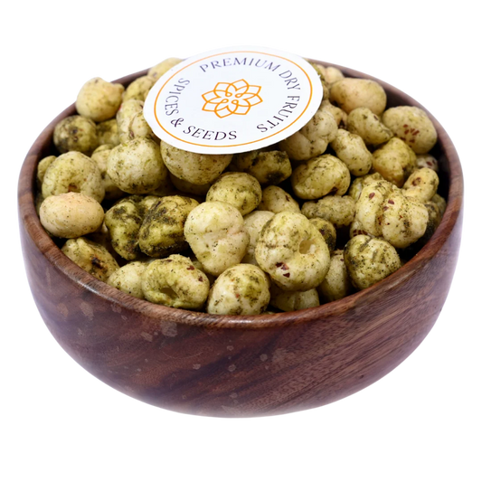Fox Nuts Minty Pudina Makhana – Crispy roasted fox nuts coated with refreshing mint and pudina flavor