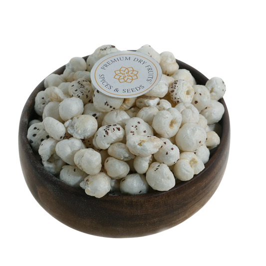 Organic Fox Nuts or Makhana Plain Premium in Wooden Bowl – Gluten Free Super Snack