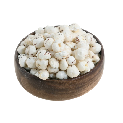 Natural Fox Nuts and Phool Makhana Plain Premium in Wooden Bowl – Vegan Superfood Snack