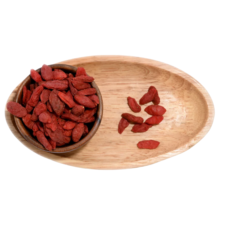 Goji Berries Dried arranged neatly showing their vibrant hue and plump appearance.