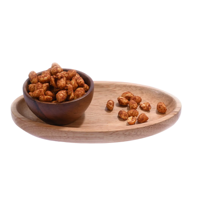 Premium Roasted Peri Peri Peanuts or Moong Phalee in Wooden Bowl – Fiery Flavor, High Protein Healthy Snack