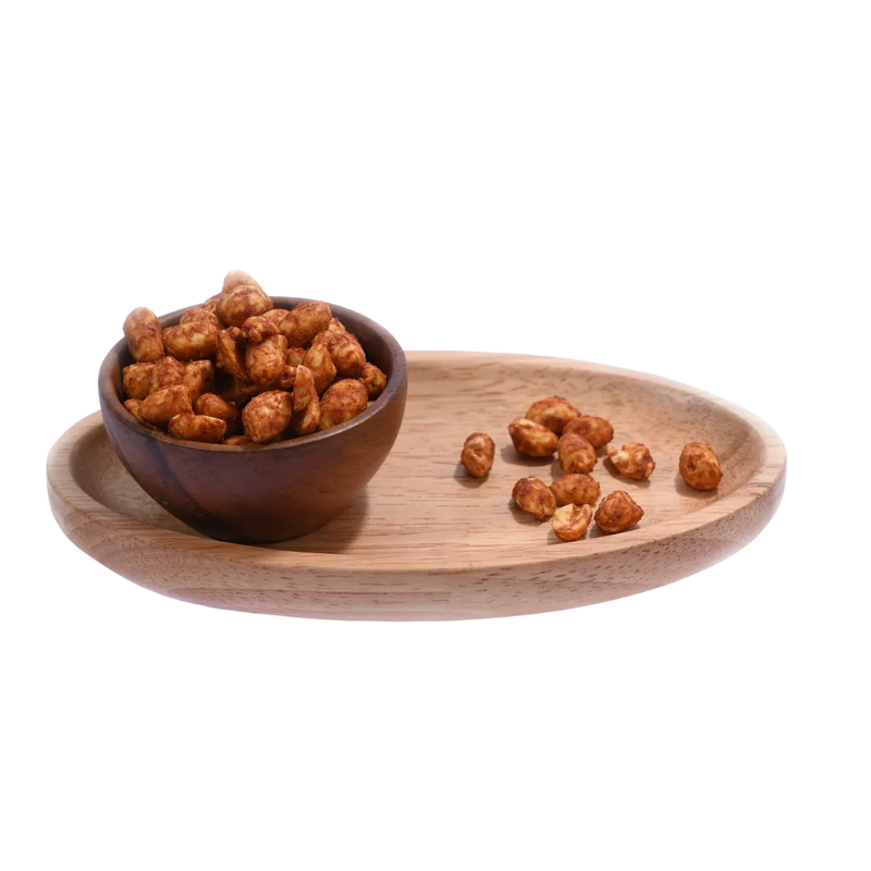 Premium Roasted Peri Peri Peanuts or Moong Phalee in Wooden Bowl – Fiery Flavor, High Protein Healthy Snack