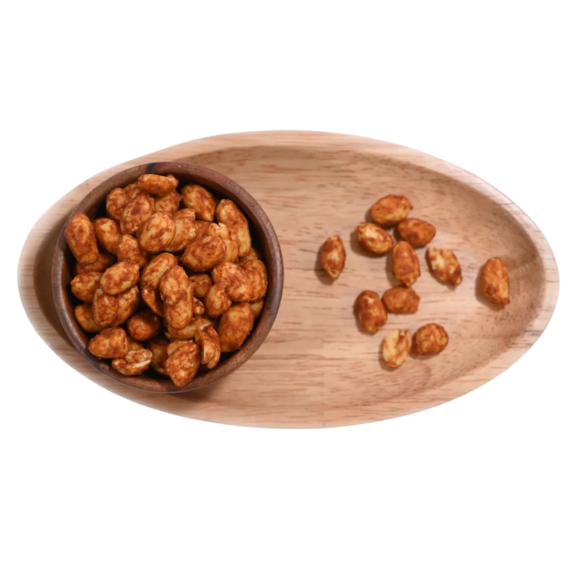 Delicious Peri Peri Roasted Peanuts or Moong Phalee in Wooden Bowl – Spicy Crunchy Snack for Anytime Munching