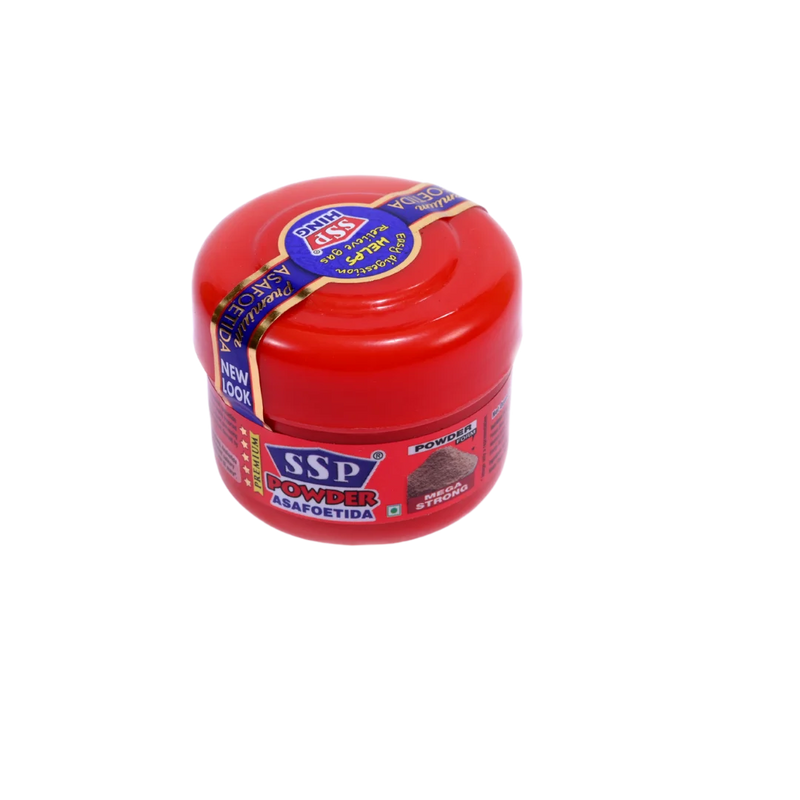 Hing Powder / Asafoetida in a wooden bowl showcases fine, aromatic spice powder.