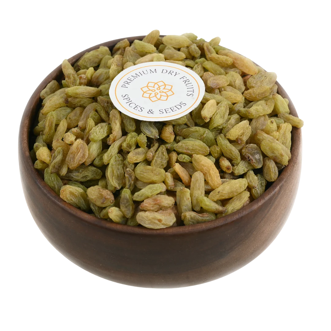 Kandhari Raisins Kismis Premium Quality in Wooden Bowl – Naturally Sweet Dry Fruit Rich in Iron and Antioxidants
