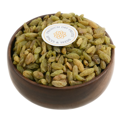 Kandhari Raisins Kismis Premium Quality in Wooden Bowl – Naturally Sweet Dry Fruit Rich in Iron and Antioxidants