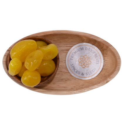 Close-up of Lemon Dehydrated pieces showing texture and color in a ceramic dish