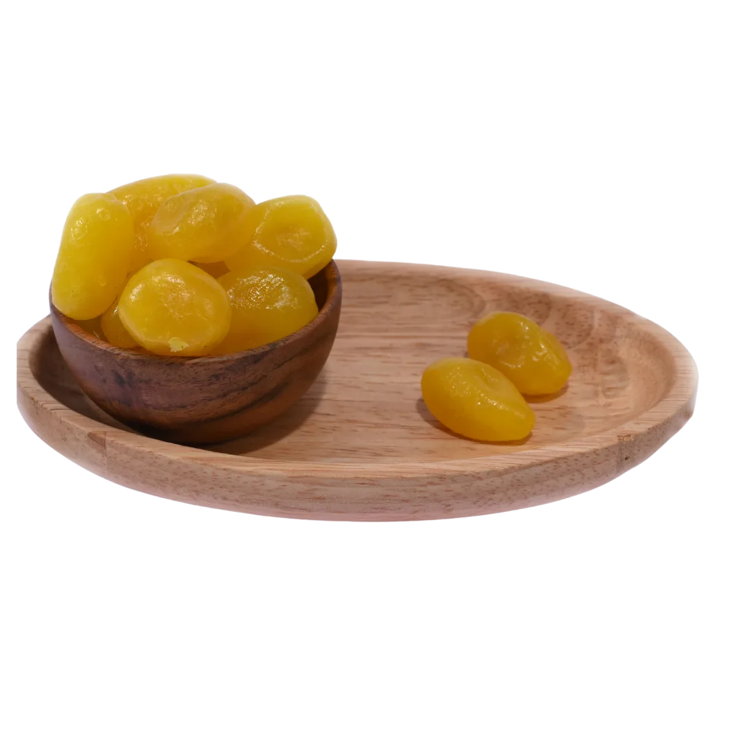 Top view of Lemon Dehydrated rings spread out on a white surface