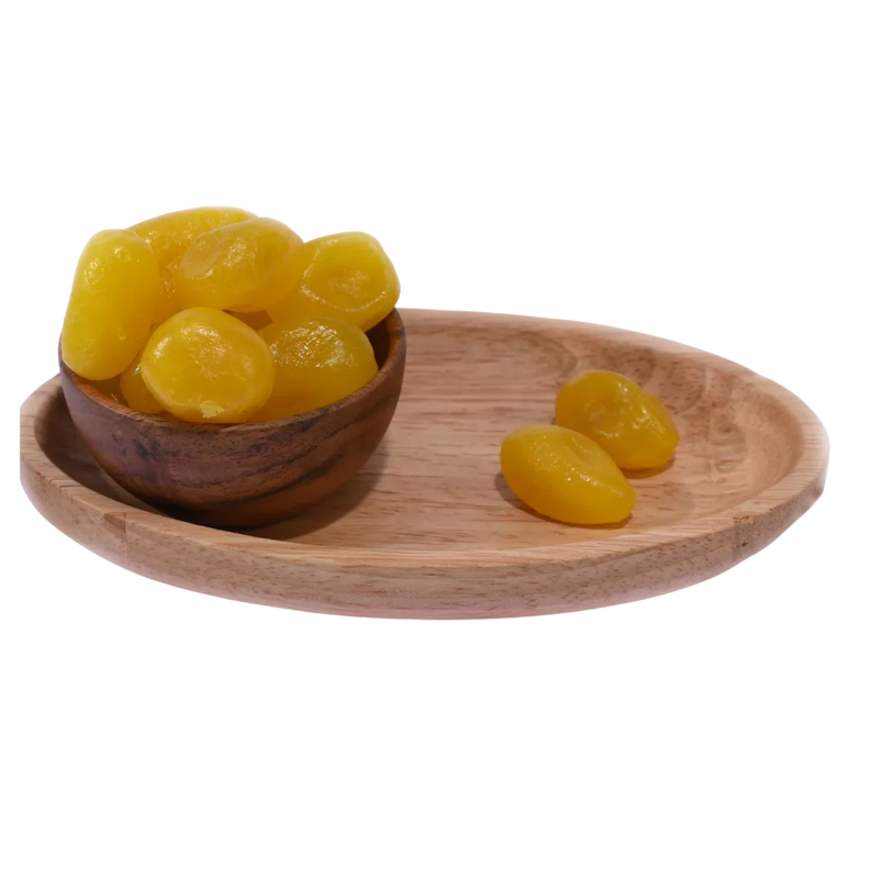 Top view of Lemon Dehydrated rings spread out on a white surface