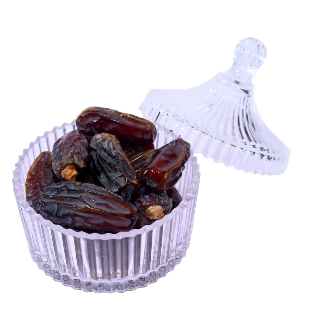 Premium Mabroom Dates from Saudi Arabia in Glass Bowl Natural Energy Booster