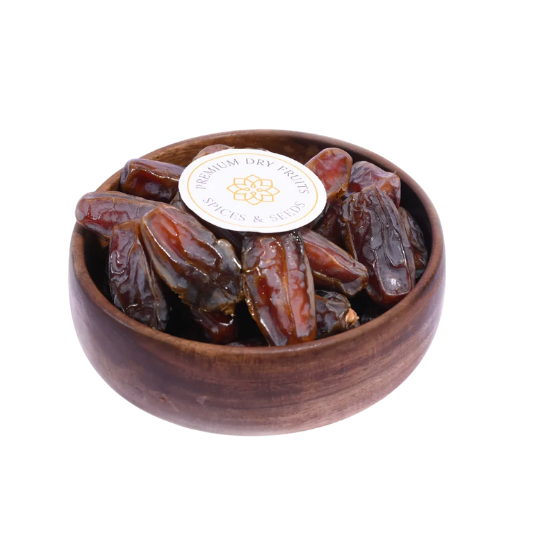 Mabroom Dates Saudi Arabia Select in Wooden Bowl Soft Chewy Natural Sweet Khajur