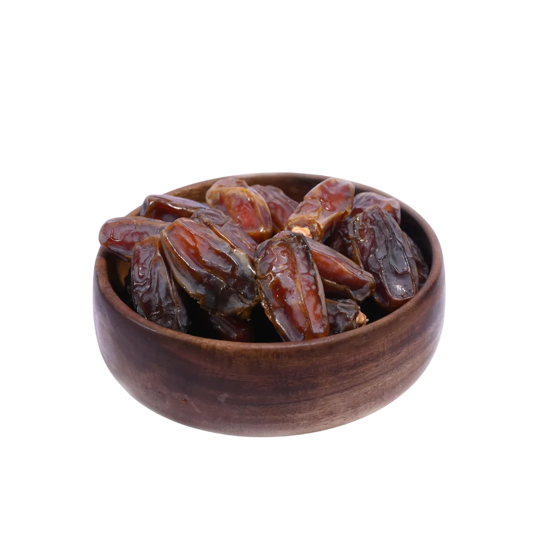 Saudi Arabia Mabroom Dates Select Grade in Wooden Bowl Rich in Fiber and Energy