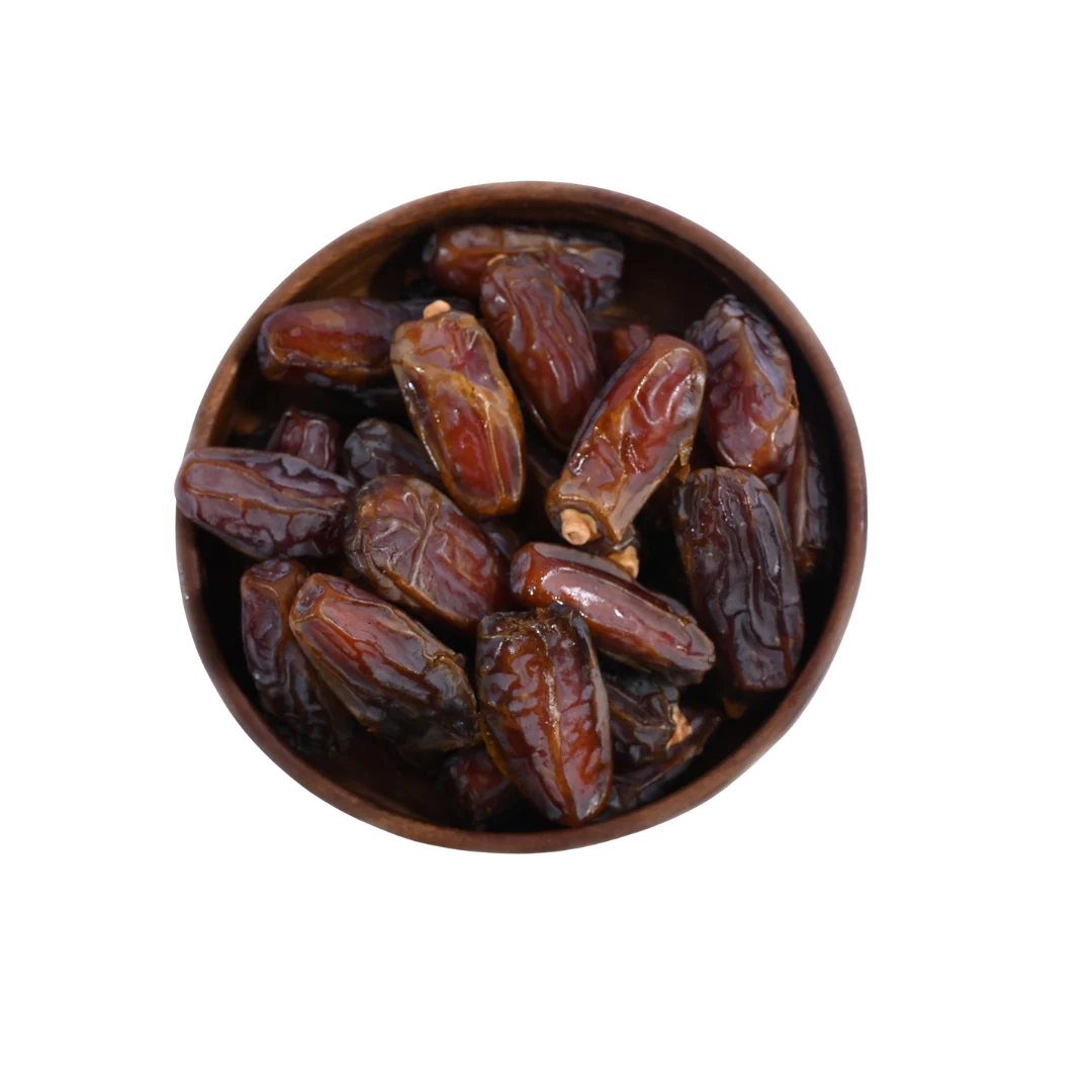 Mabroom Dates Select Saudi Arabian Variety in Wooden Bowl Naturally Sweet Dry Fruit