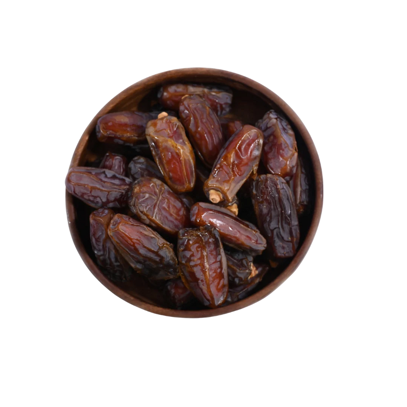 Mabroom Dates Select Saudi Arabian Variety in Wooden Bowl Naturally Sweet Dry Fruit