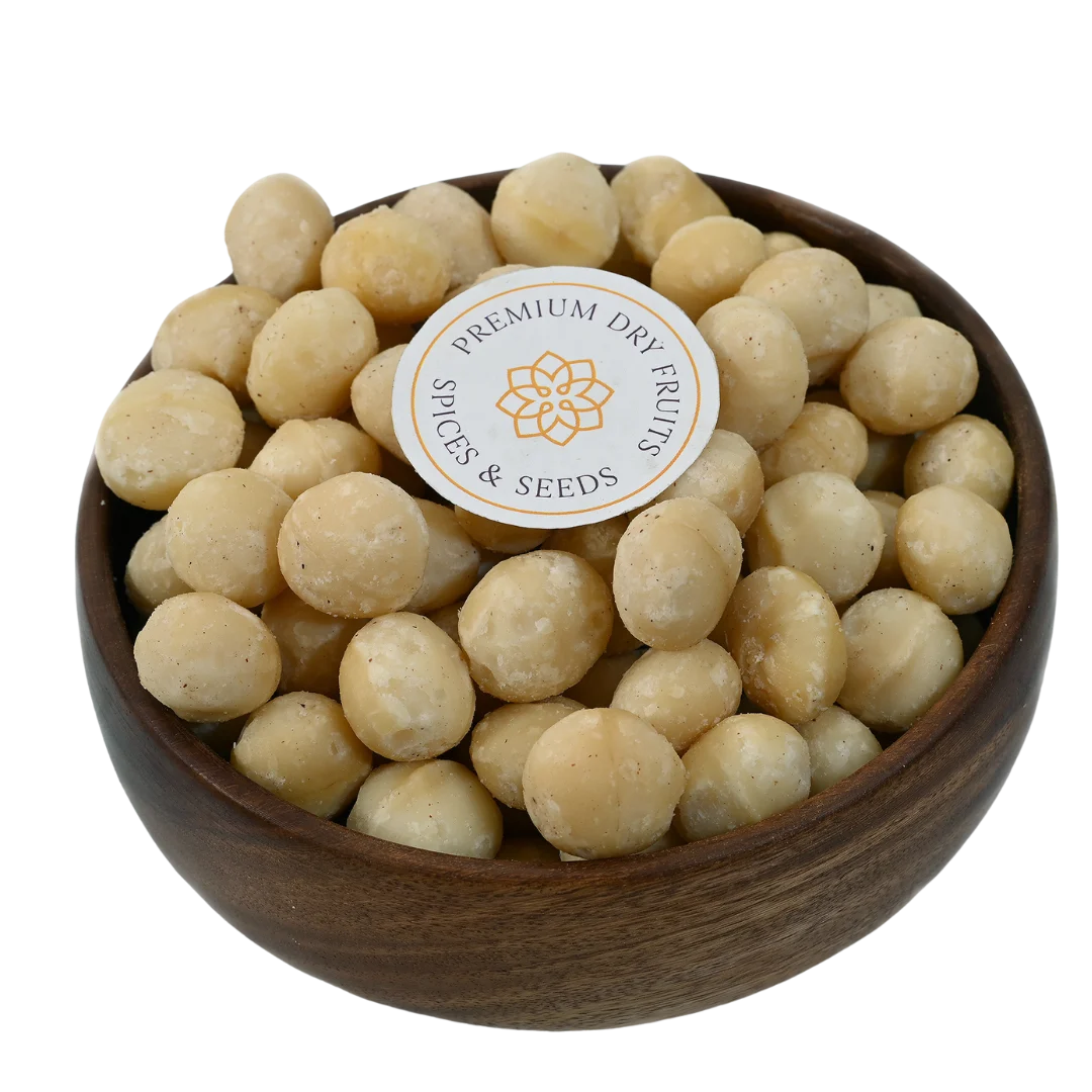 Macadamia Nuts Premium Jumbo Exotic Nuts in Wooden Bowl