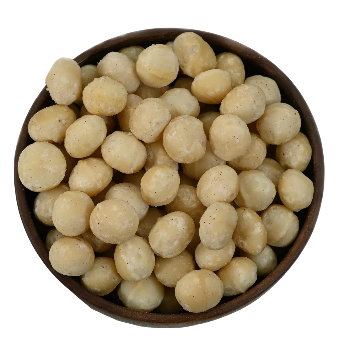 Healthy Premium Macadamia Nuts Jumbo Exotic Nuts in Wooden Bowl