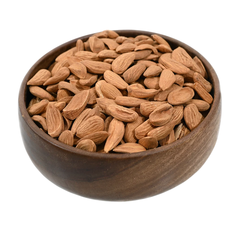 Premium Mamra Almonds Choice Badam on rustic surface – nutritious dry fruits for energy immunity and wellness