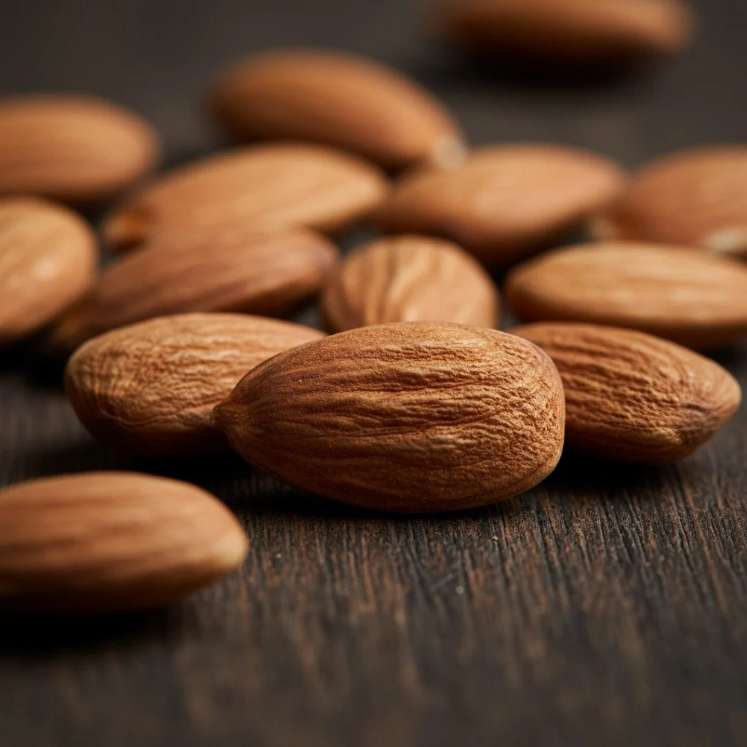 Mamra Almonds Super Premium on a wooden surface