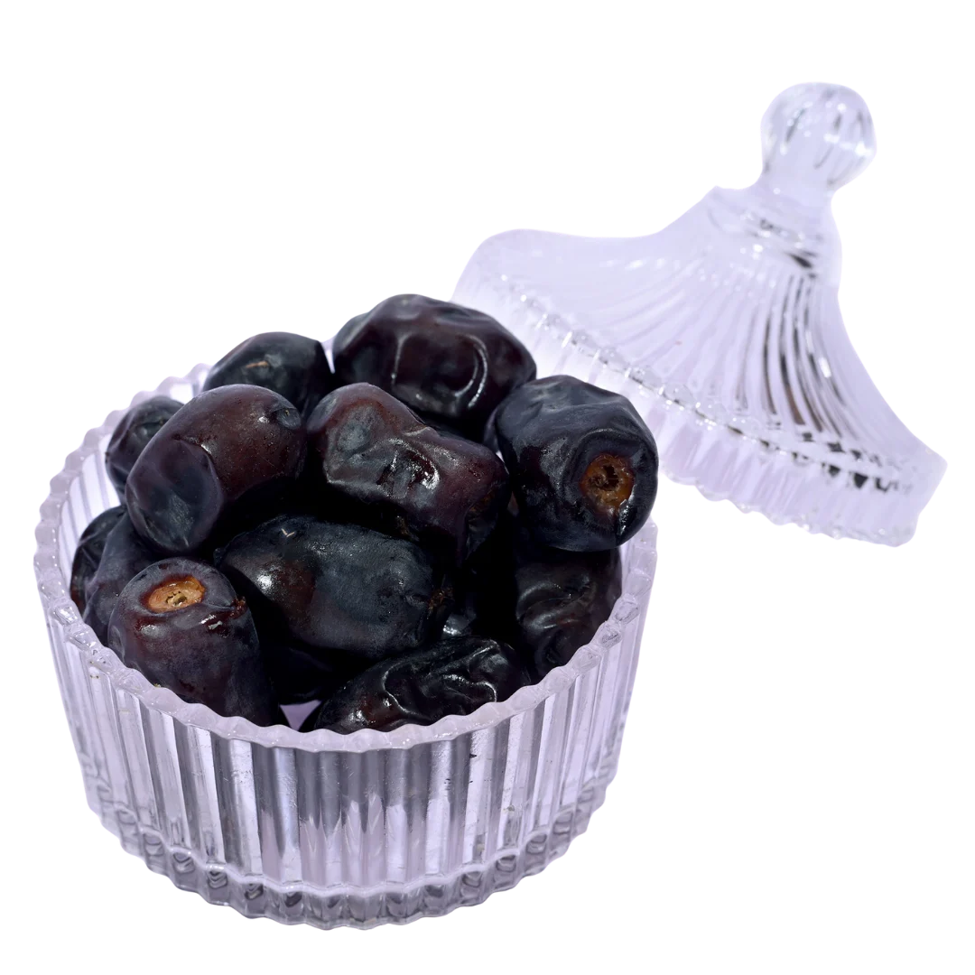 Premium Mazafati Dates in Glass Bowl Soft Fresh Dates Rich in Antioxidants and Minerals